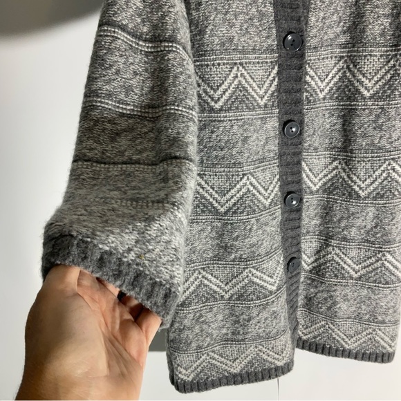 Maryline Italian Made Wool Blend Grey & White Tunic Length Button-Up Sweater LG - Picture 8 of 16